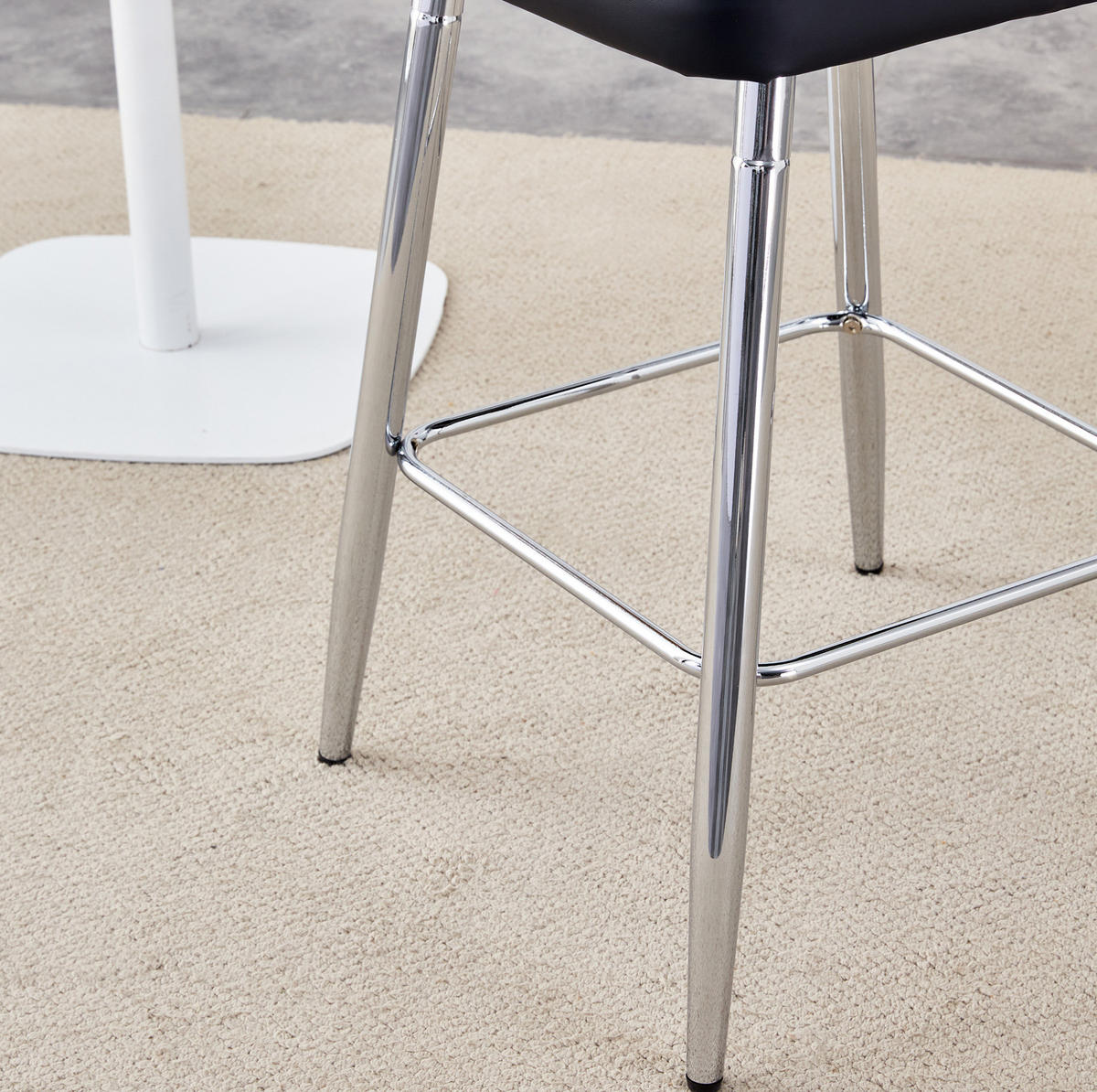 BARHOCKER 2er-Set 100 cm PU-Leder Schwarz Silber - Silberfarben, Metall (45/100/42cm) - Meubliv