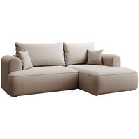 ECKSCHLAFSOFA Ovo Mini Beige Easy-Clean-Samtbezug - Beige/Schwarz, Kunststoff/Textil (156/238cm) - Selsey