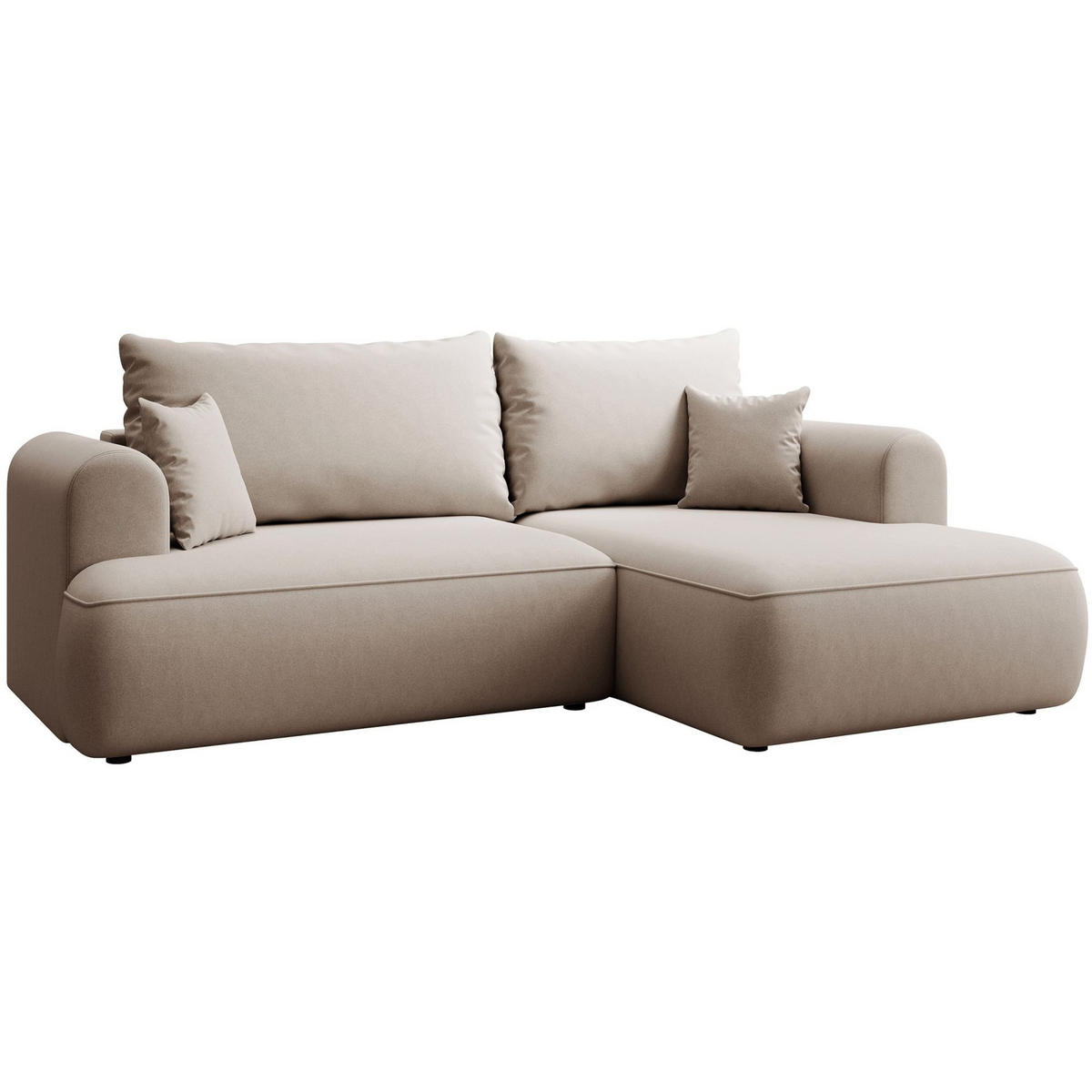 ECKSCHLAFSOFA Ovo Mini Beige Easy-Clean-Samtbezug - Beige/Schwarz, Kunststoff/Textil (156/238cm) - Selsey