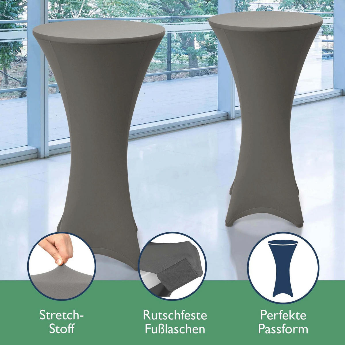 STEHTISCH Sylt Ø 80cm Weiß mit Stella Stehtischhusse Ø 80cm Anthrazit - Anthrazit/Dunkelrosa, Kunststoff/Textil (80/80/110cm) - Beautissu 