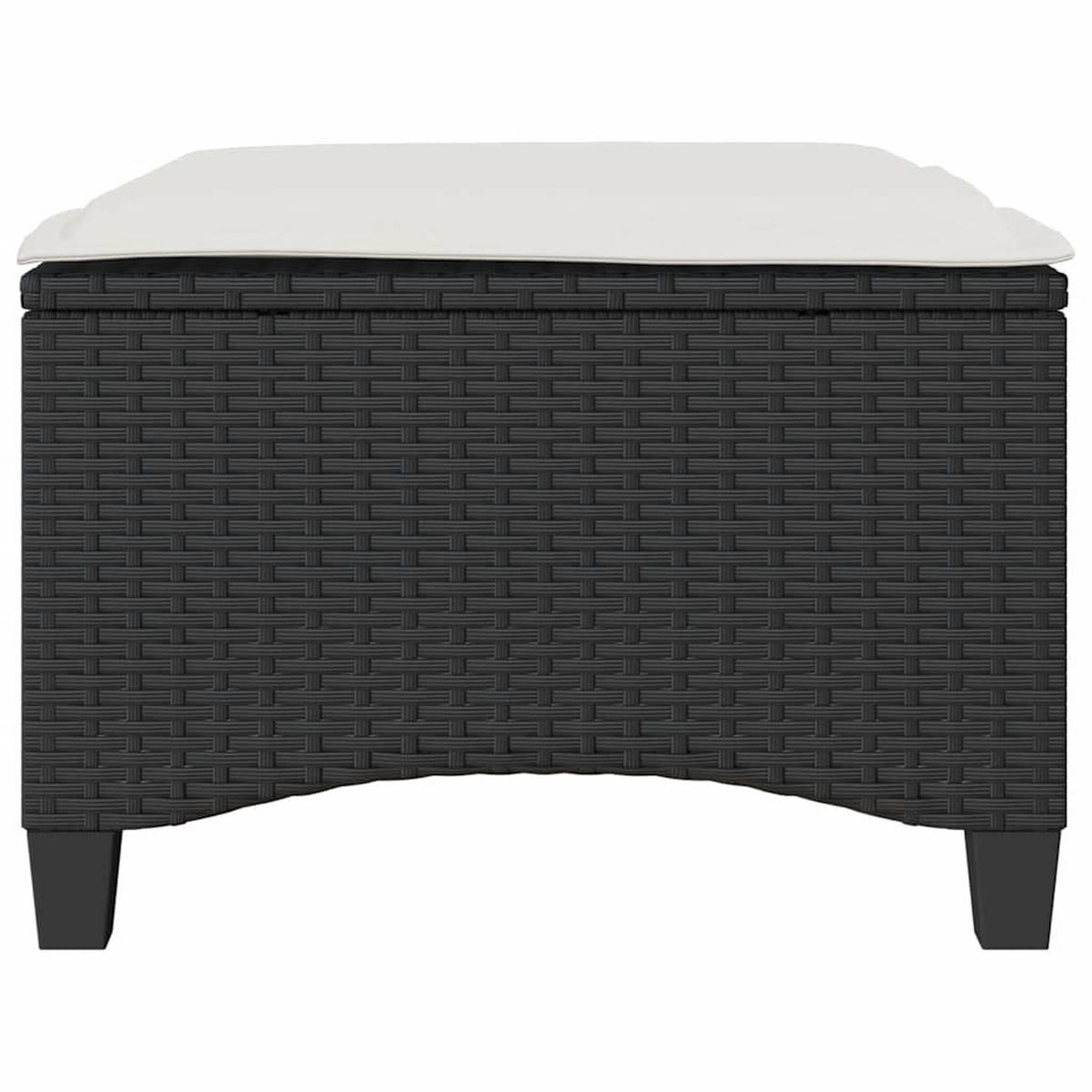 GARTENHOCKER Mit Kissen 2 Stk. Schwarz 55/55/36 Cm Poly Rattan - Creme, Kunststoff (55/36/55cm) - vidaXL