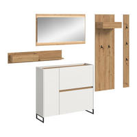 GARDEROBE inkl. Beleuchtung Flow 6-tlg. (B/H/T: ca. 236/192/32 cm) in Weiß/weiß - Weiß, Holzwerkstoff (236/192/32cm) - Homes & Jones