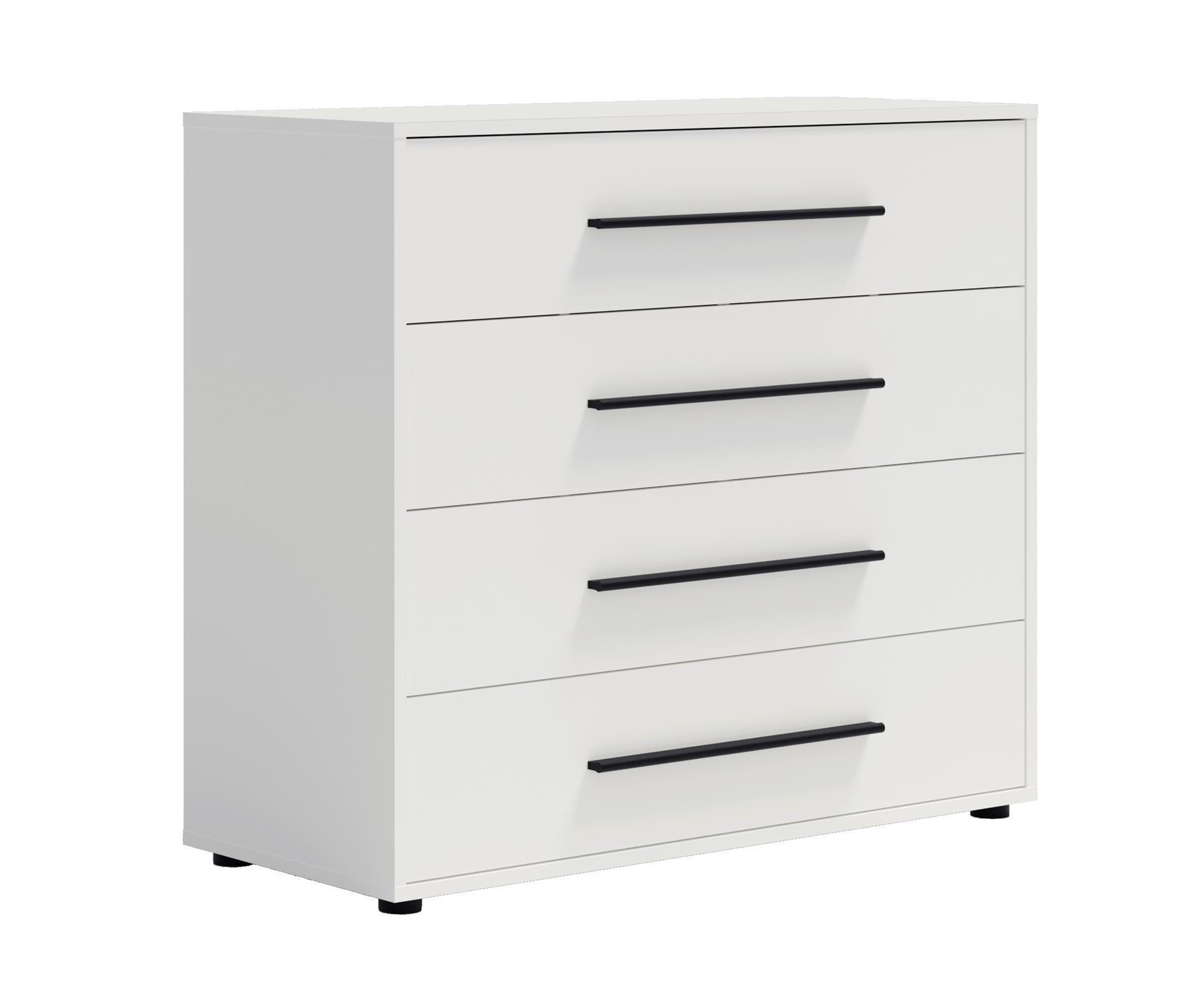 KOMMODE Maxivo Weiß, mit Schubladen - Schwarz/Weiß, Holzwerkstoff (90/87/40cm) - Bettso