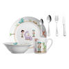 KINDERGESCHIRR SET MIT BESTECK BAMBINI AVVENTURA Dino - Grün, Keramik/Kunststoff (1/1/1cm) - Leonardo Living