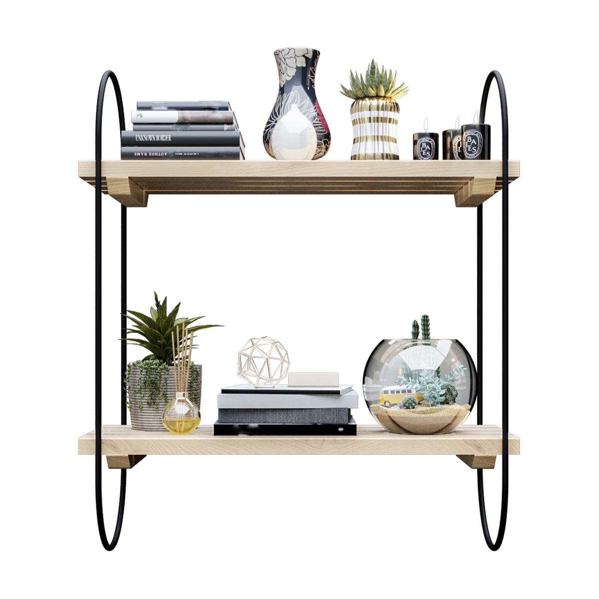 WANDREGAL Oulu - Naturfarben, Holz/Metall (16/47/40cm) - [en.casa]