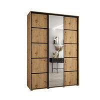 SCHWEBETÜRENSCHRANK 235,2/180/45 3-türig - Schwarz/Eiche Artisan, Holz/Metall (180/235/45cm) - Abiks Möbel