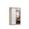 SCHIEBETÜRENSCHRANK - NOAH 05 Sonoma + Weiß - Weiß/Sonoma Eiche, Holzwerkstoff/Metall (120/200/61cm) - Möblo