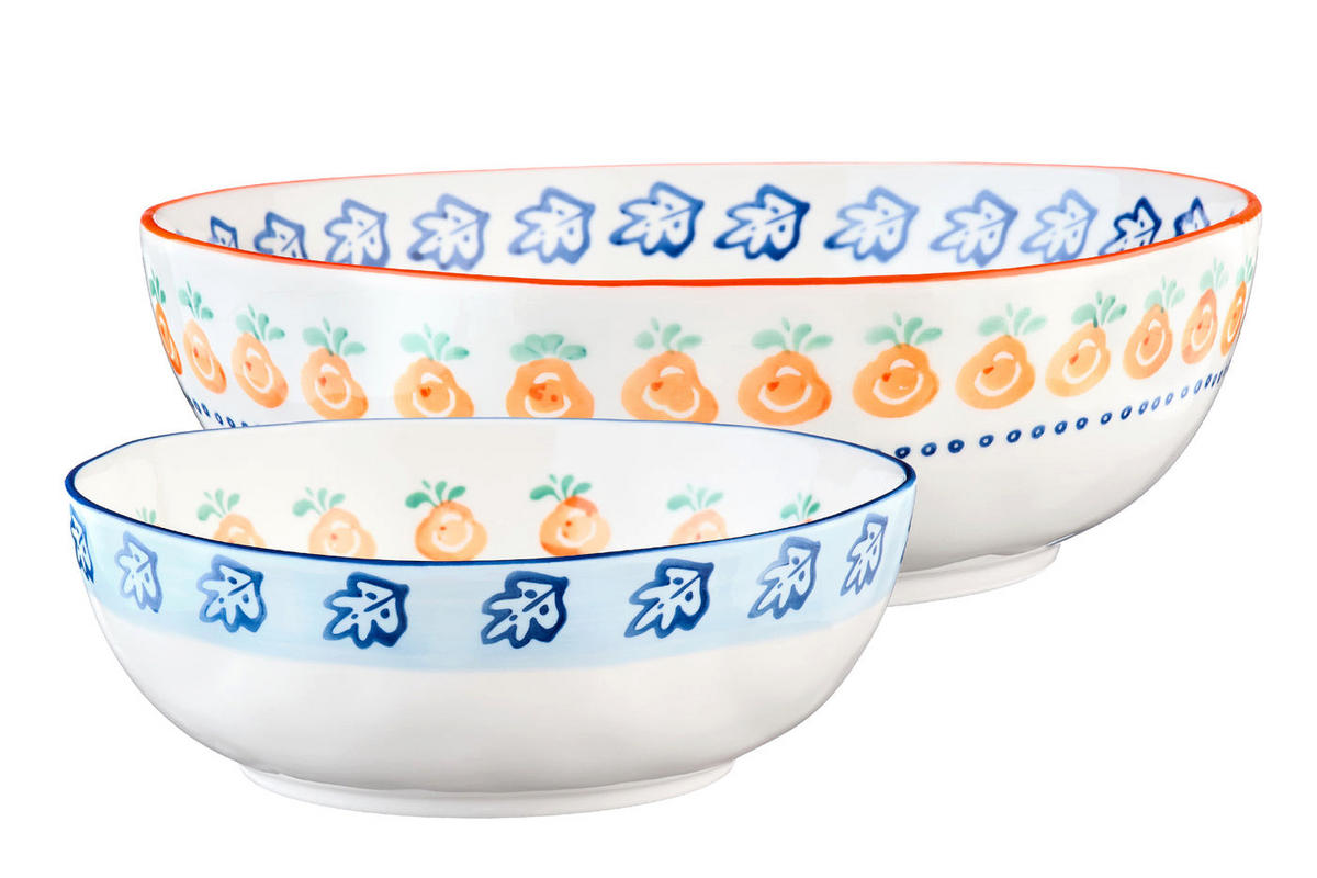 SALATSCHALEN Napoli Ø23,5cm und Ø28cm - 2er-Set - Zitrusfrucht - Weiß, Keramik - Björn