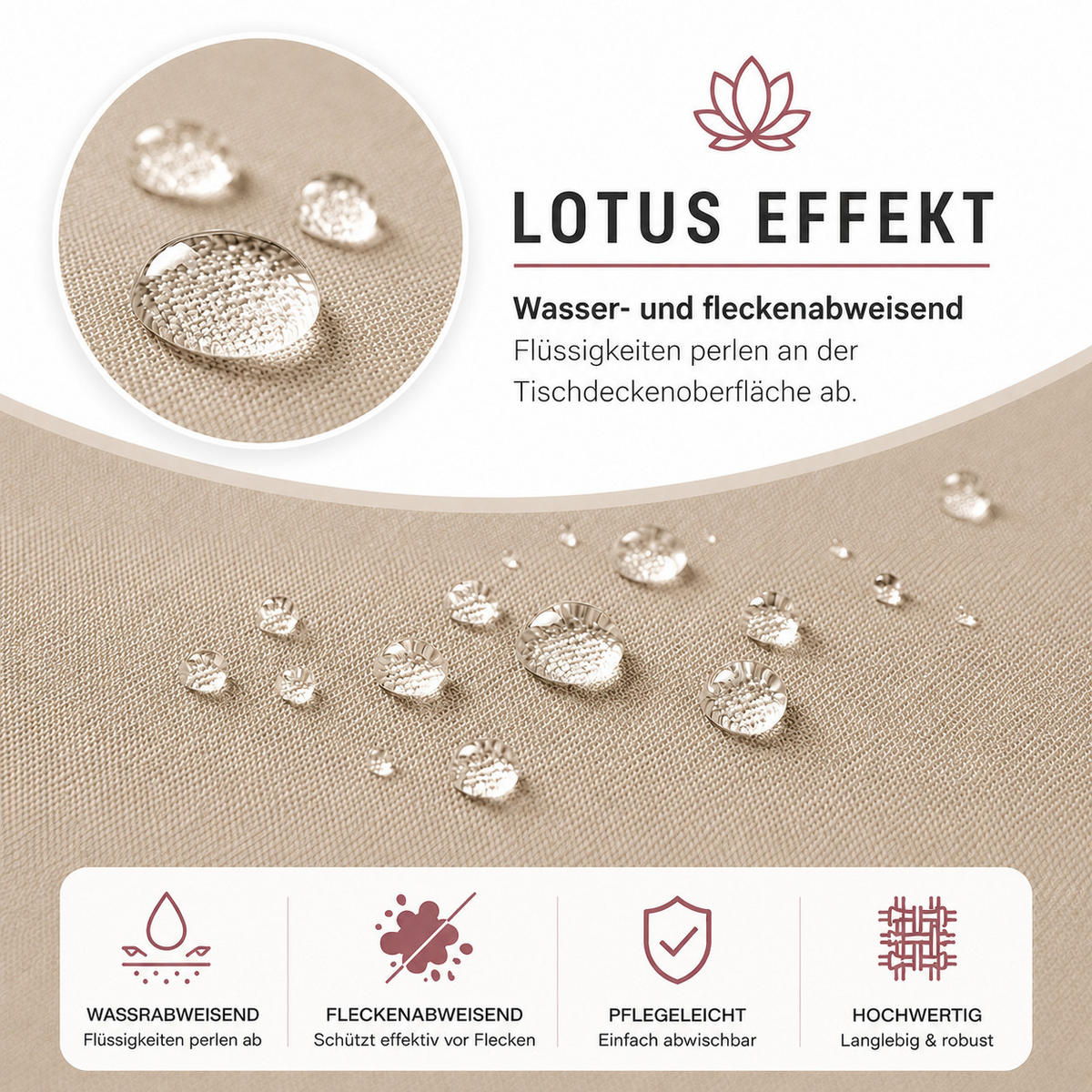 TISCHDECKE Leinenoptik 90/90 cm eckig ecru - Ecru, Kunststoff (90/90cm) - TiborTex