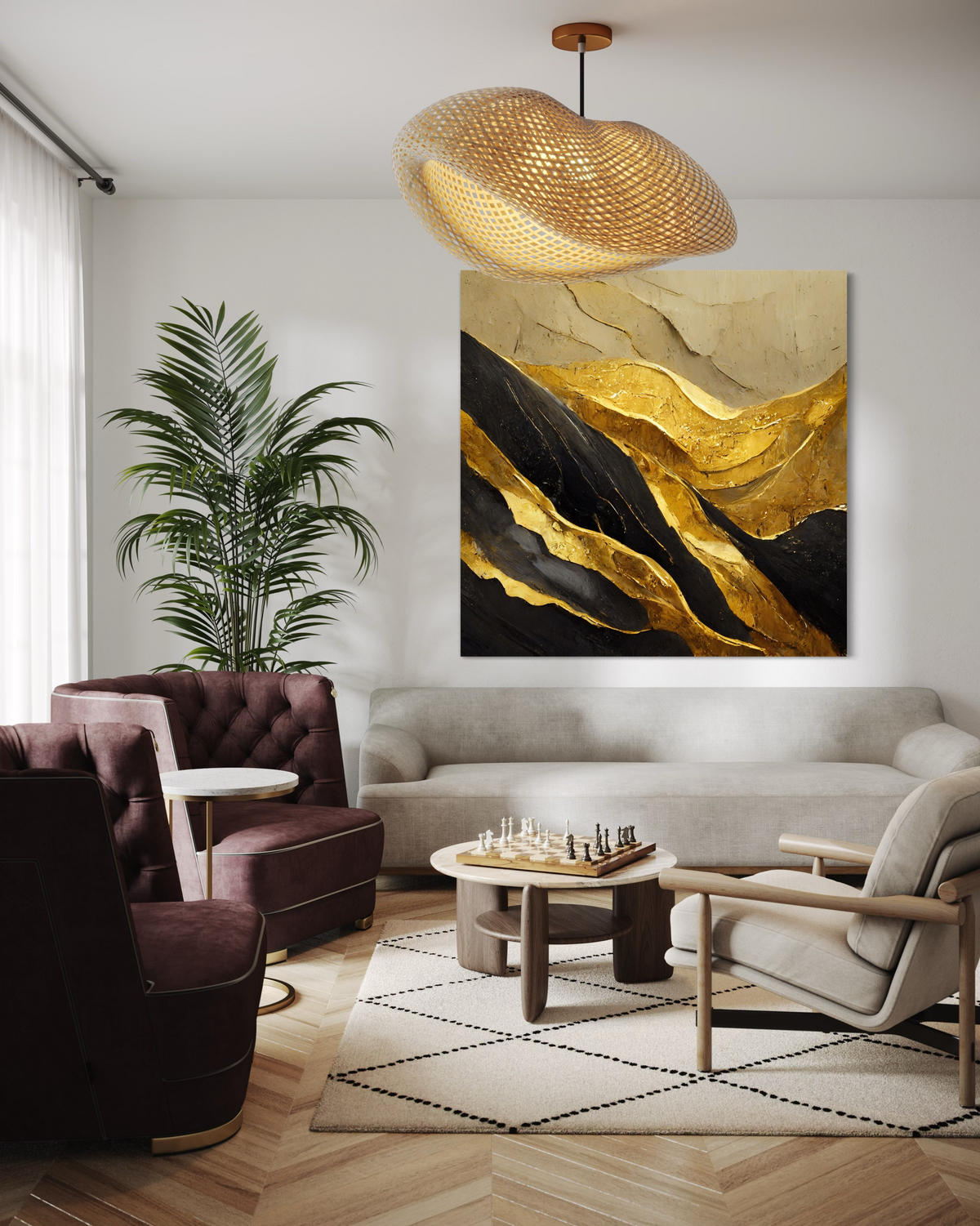 WANDBILD gold glamour abstrakt - Goldfarben, Textil (50/50cm) - Feeby