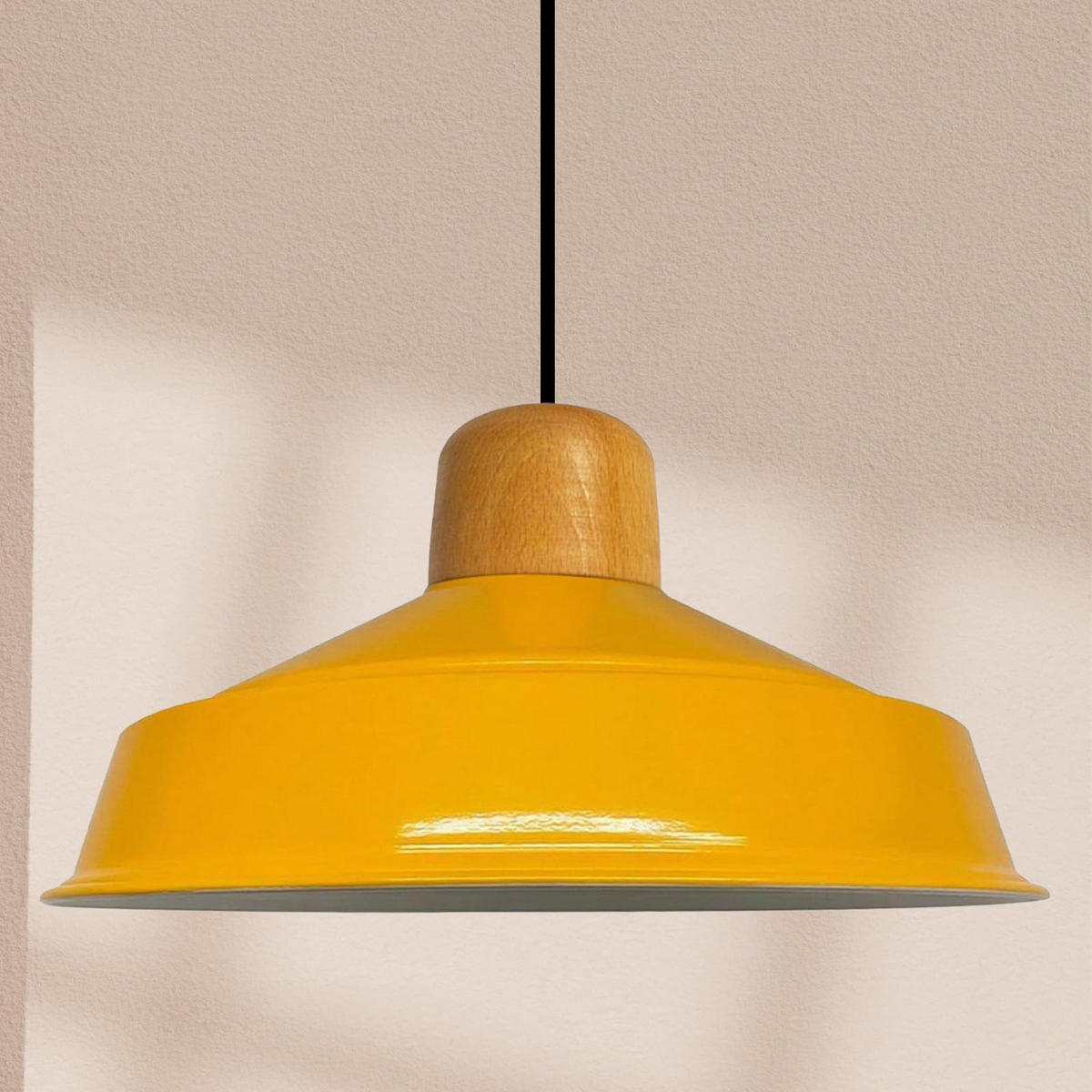 PENDELLEUCHTE Asletl 40/20 cm - Gelb, Holz/Metall (20/40/21cm) - Bamyum