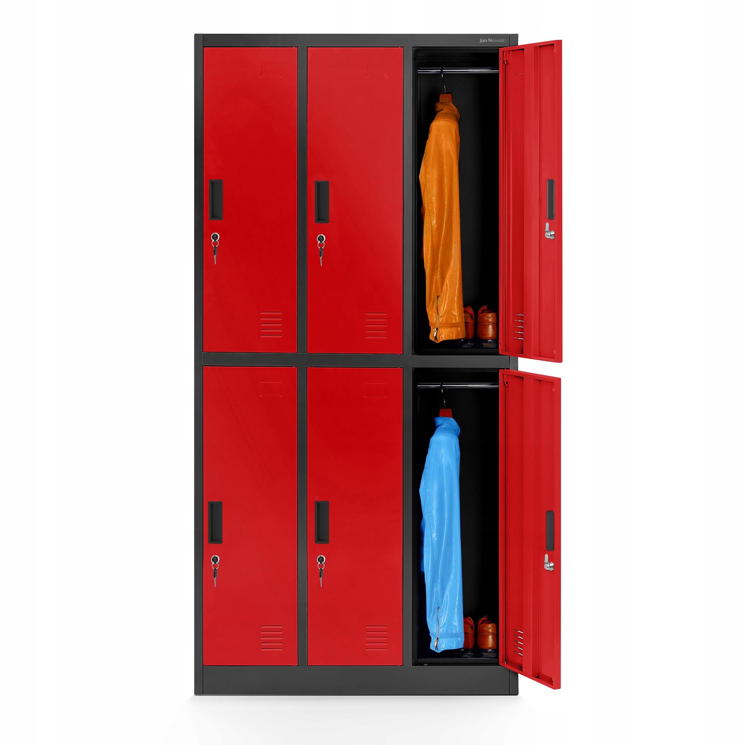 SCHLIESSFACHSCHRANK IGOR - Anthrazit/Rot, Metall (90/185/45cm) - Jan Nowak