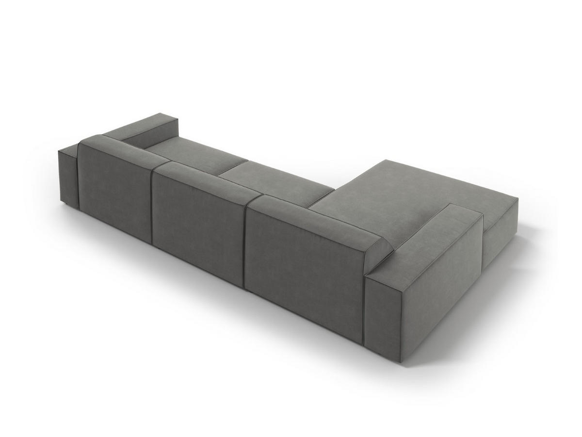 ECKSOFA links Jodie aus Samt hellgrau 4 Sitzplätze - Hellgrau, Textil (166/284cm) - Micadoni