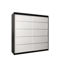 SCHWEBETÜRENSCHRANK 200/200/62 2-türig - Silberfarben/Schwarz, Holz/Kunststoff (200/200/62cm) - MÖBEL KRYSPOL