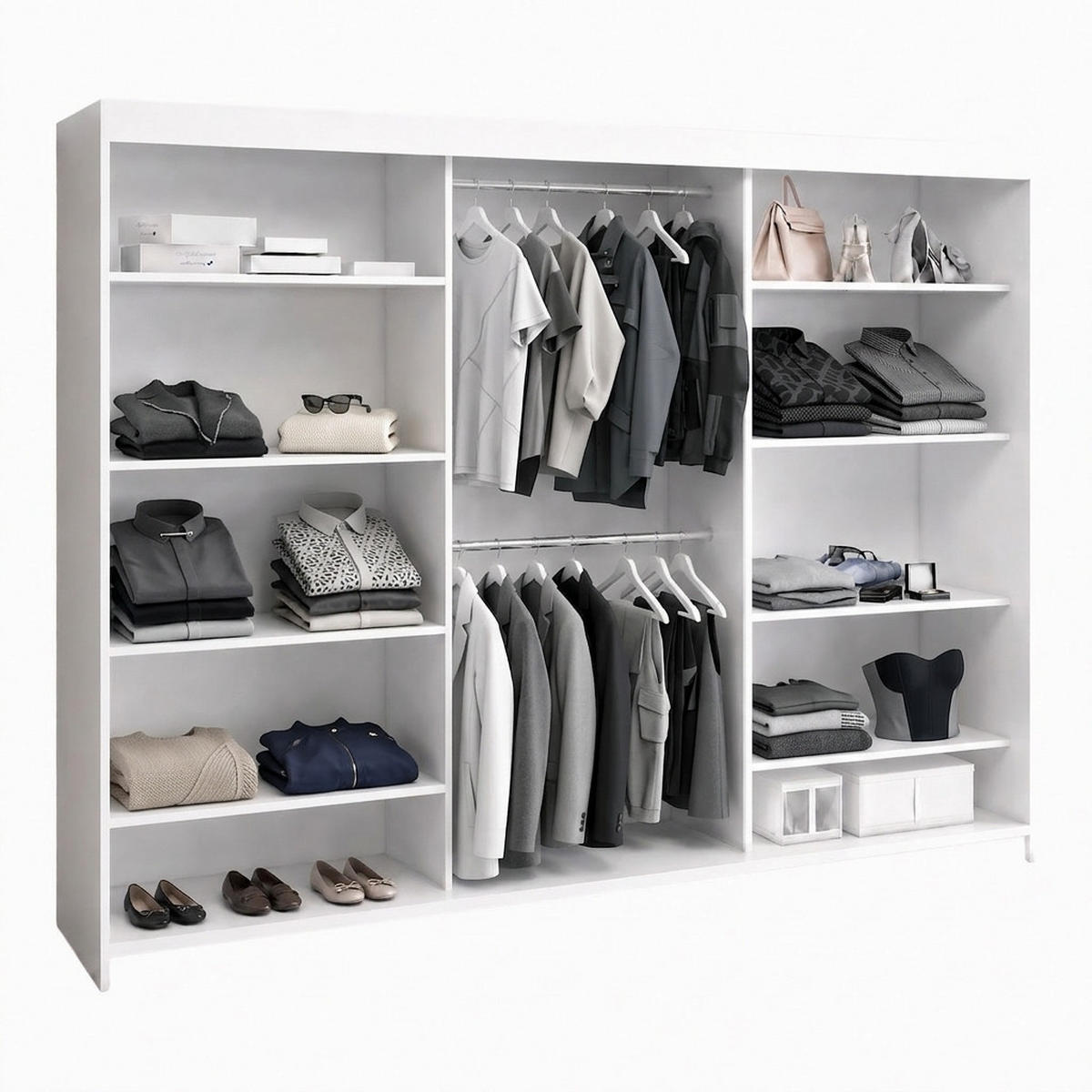 SCHWEBETÜRENSCHRANK BELANO 200 cm. Innenausstattung: Comfort plus - Weiß, Holzwerkstoff (200/215/59.5cm) - A&J MöbelLand