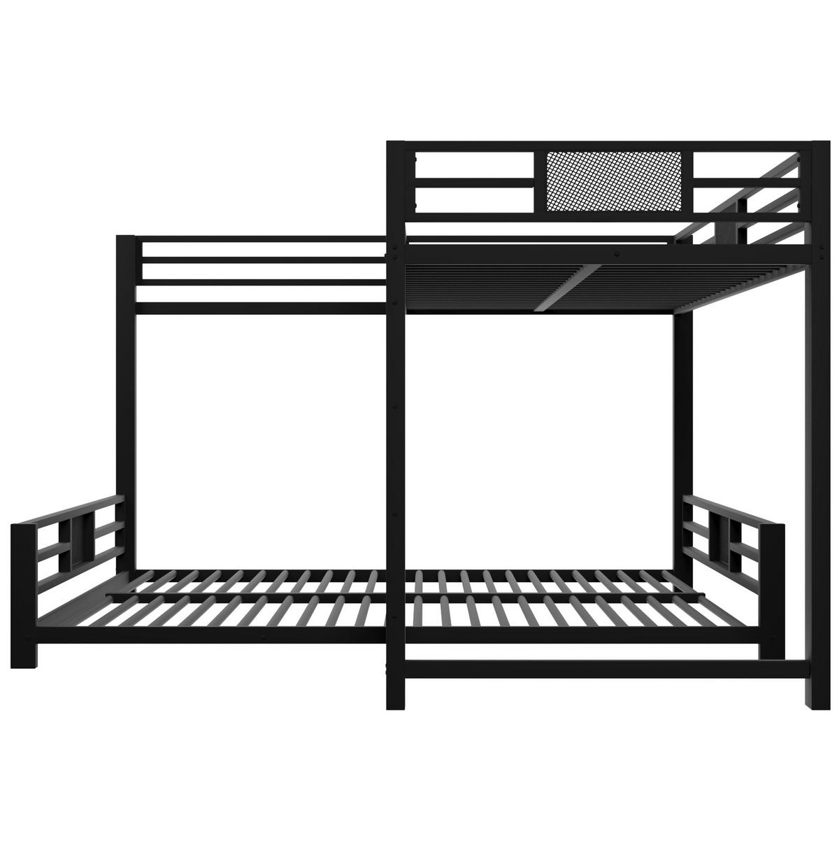 ETAGENBETT 90/200 über 140/200 cm aus Metall mit Schutzgittern und platzsparendem L-Design, Schwarz - Schwarz, Metall (140/200cm) - Redom