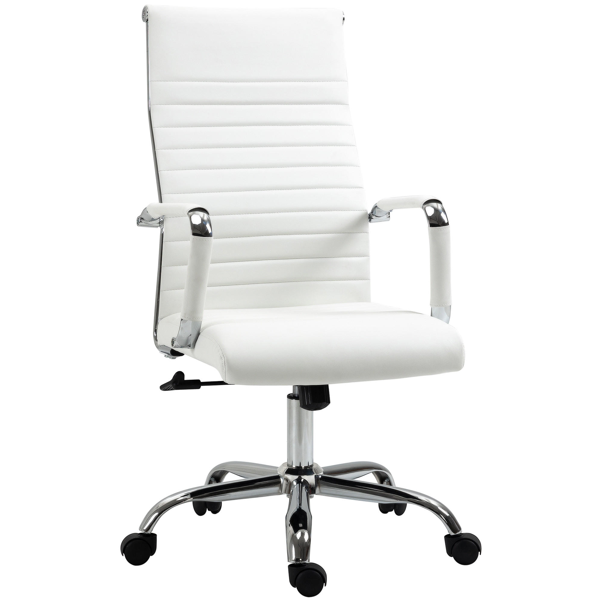 BÜROSTUHL mit Wippfunktion, Kunstleder, Weiß - Weiß, Leder (62/114/54cm) - Vinsetto