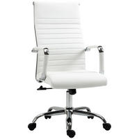 BÜROSTUHL mit Wippfunktion, Kunstleder, Weiß - Weiß, Leder (62/114/54cm) - Vinsetto