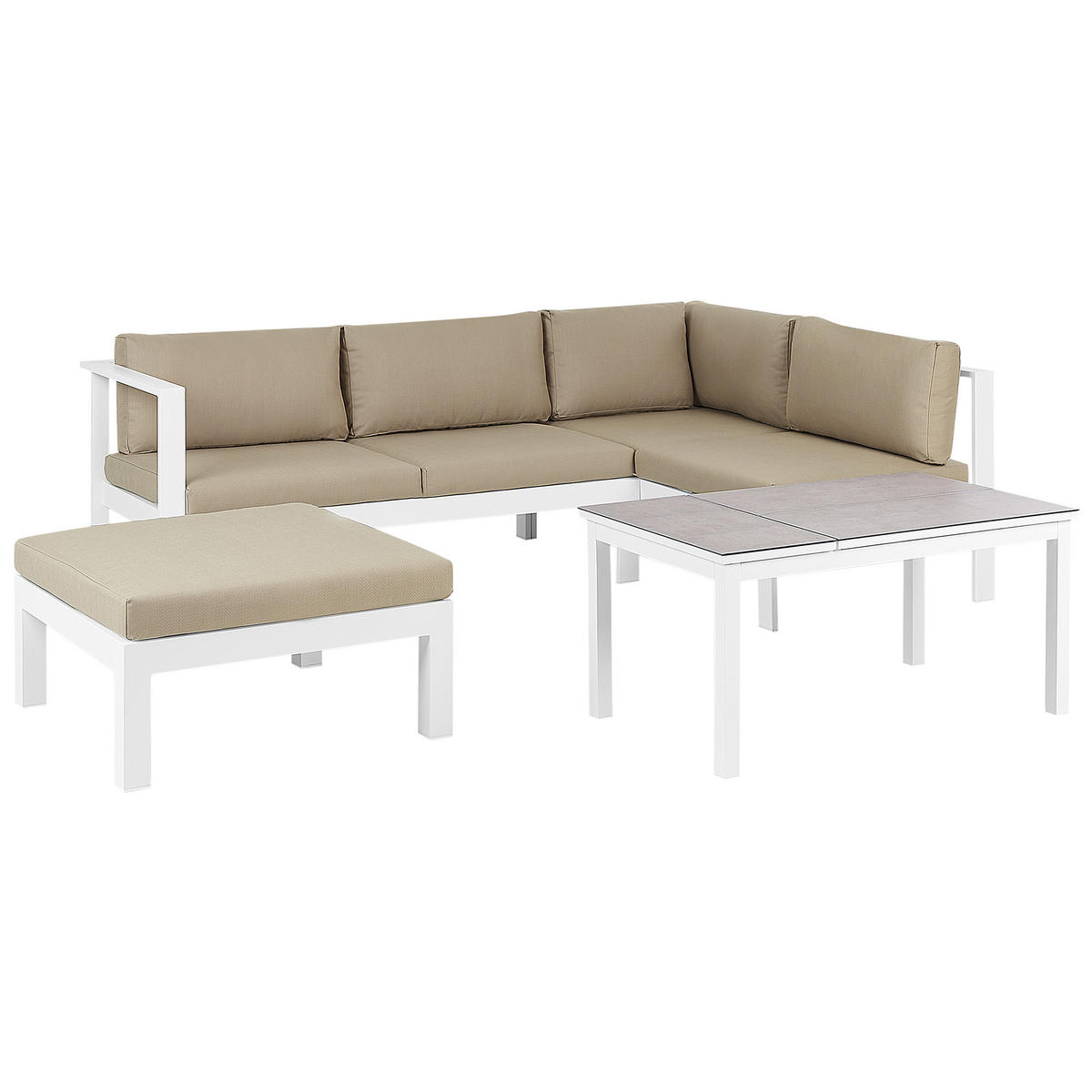 LOUNGE-SET 5-Sitzer Weiß Messina - Beige/Weiß, Metall - Beliani