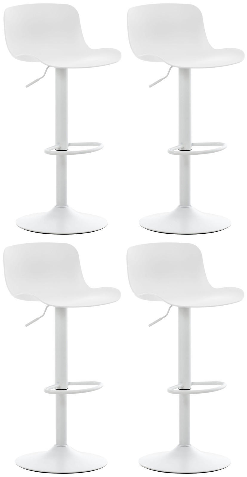 BARHOCKER 4er Set höhenverstellbar Weiß KUSI - Kunststoff, 81-102x44x45cm - Weiß, Kunststoff/Metall (44/81/44cm) - DELUKE