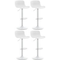 BARHOCKER 4er Set höhenverstellbar Weiß KUSI - Kunststoff, 81-102x44x45cm - Weiß, Kunststoff/Metall (44/81/44cm) - DELUKE
