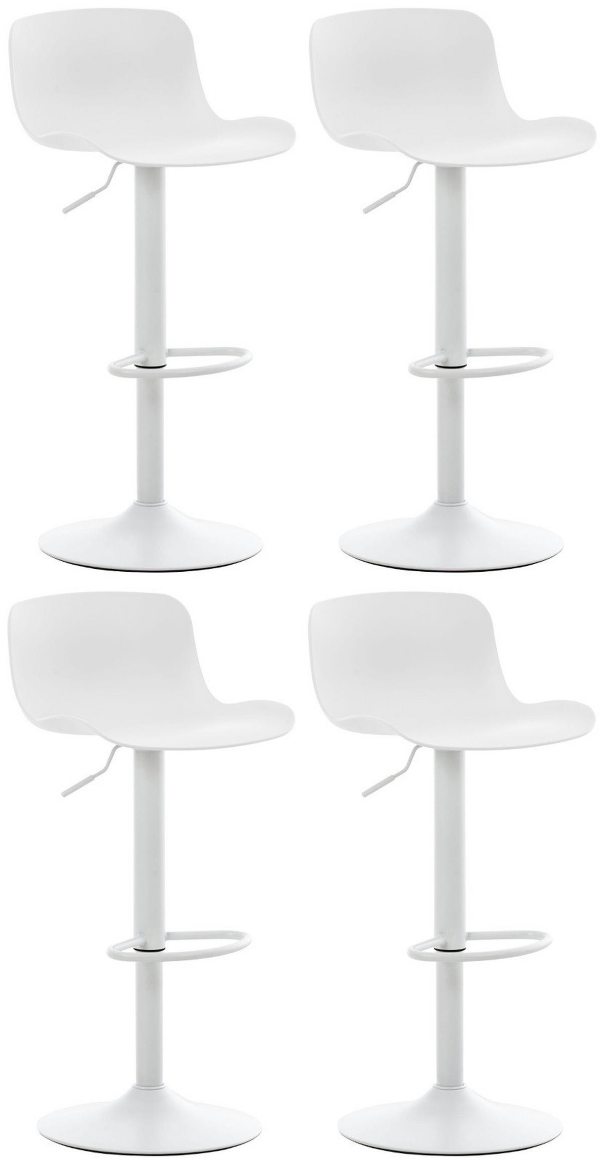 BARHOCKER 4er Set höhenverstellbar Weiß KUSI - Kunststoff, 81-102x44x45cm - Weiß, Kunststoff/Metall (44/81/44cm) - DELUKE