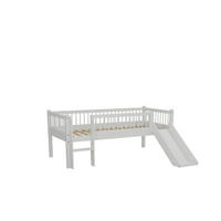 SPIELBETT 90x200 Keeley Buche Weiß mit Rutsche Leiter - Weiß, Holz (90/200cm) - 58aufmkessel