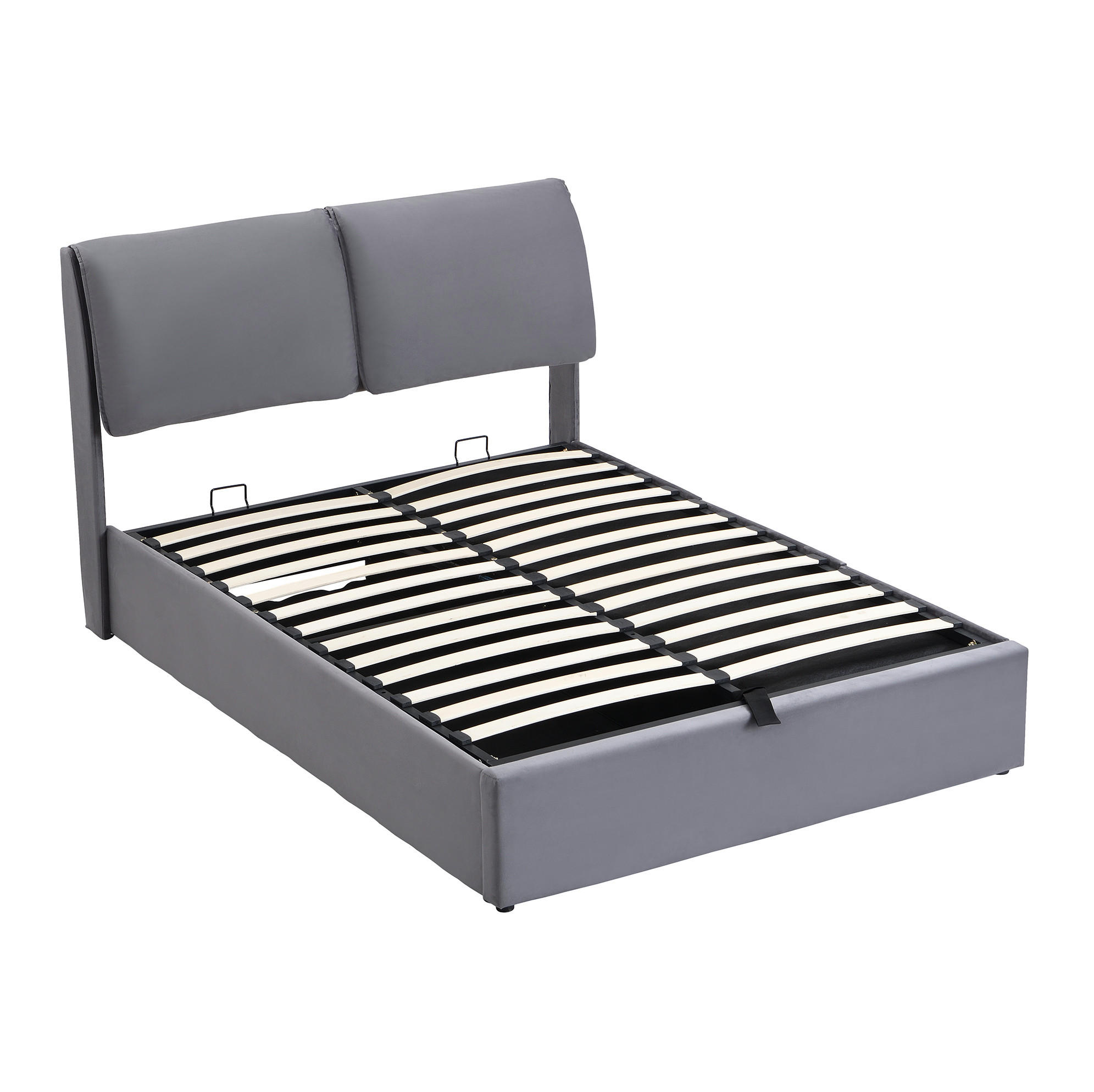 POLSTERBETT 140/200 cm grau aus Samt mit Bettkasten und 3 Schubladen - Grau, Holzwerkstoff (140/200cm) - OKWISH
