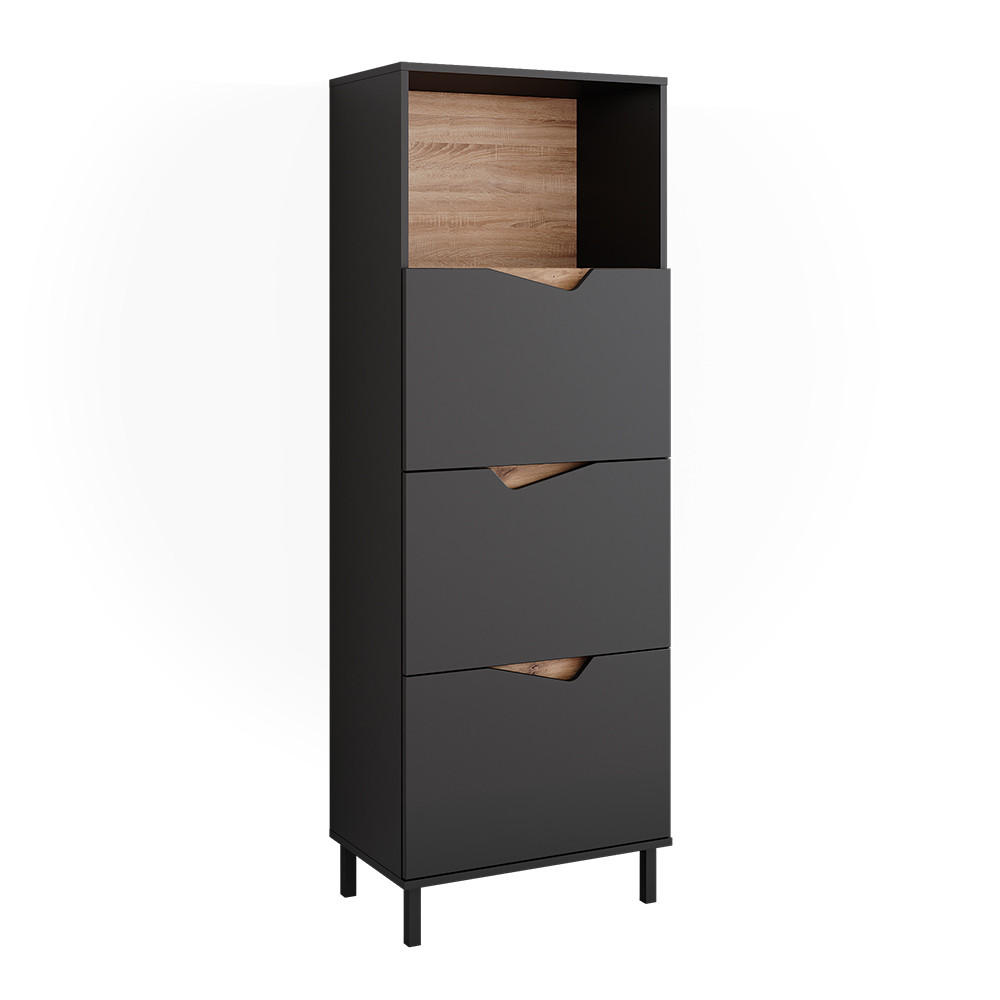 Vicco KREDENC Marelle Antracit/Artisan 60 x 169.5 cm se 4 přihrádkami