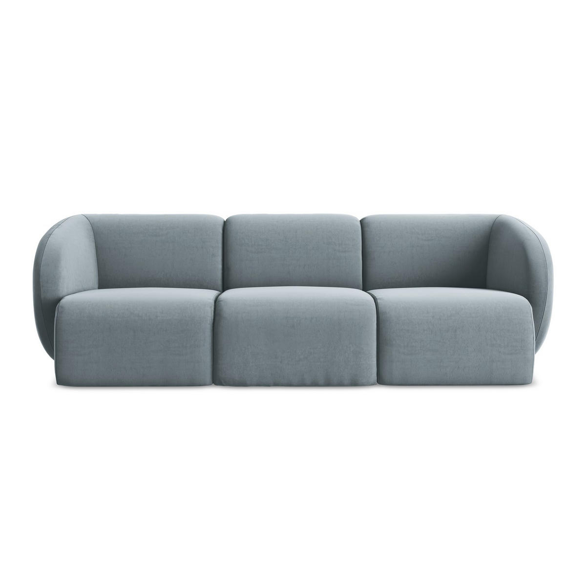 3-SITZER SOFA Samt Stoff Blau - Schwarz/Hellblau, Holzwerkstoff/Kunststoff (244/75/94cm) - LaMiaSofa
