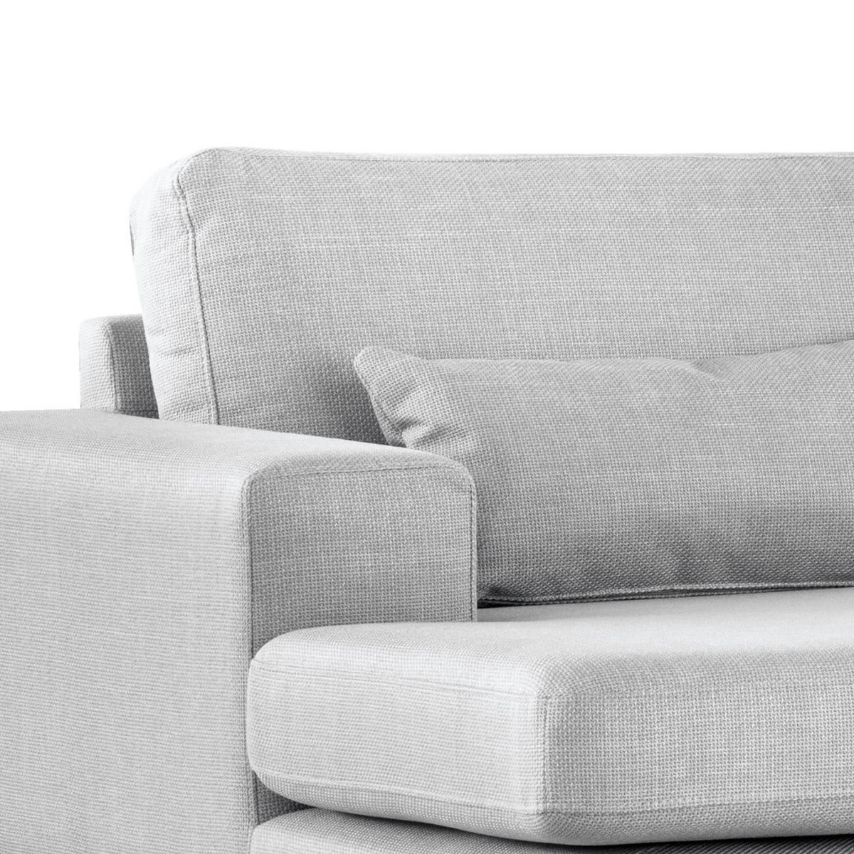 WOHNLANDSCHAFT mit Longchair - Eichefarben/Hellgrau, Eichenholz/Textil (371/81/219cm) - home24