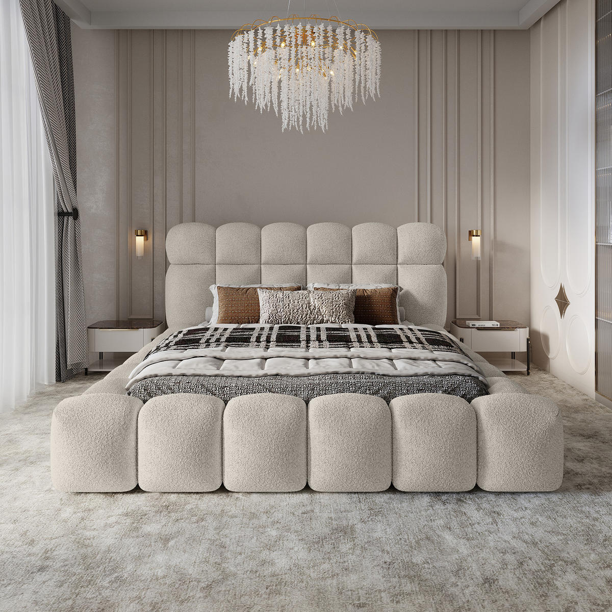 POLSTERBETT ACRI 140x200 cm, Creme - Creme, Textil (140/200cm) - Fedve