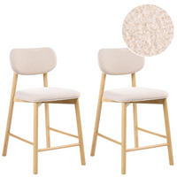 BARSTUHL 2er-Set Bouclé Hellbraun/Beige Mills - Hellbraun, Textil (51/96/61cm) - Beliani