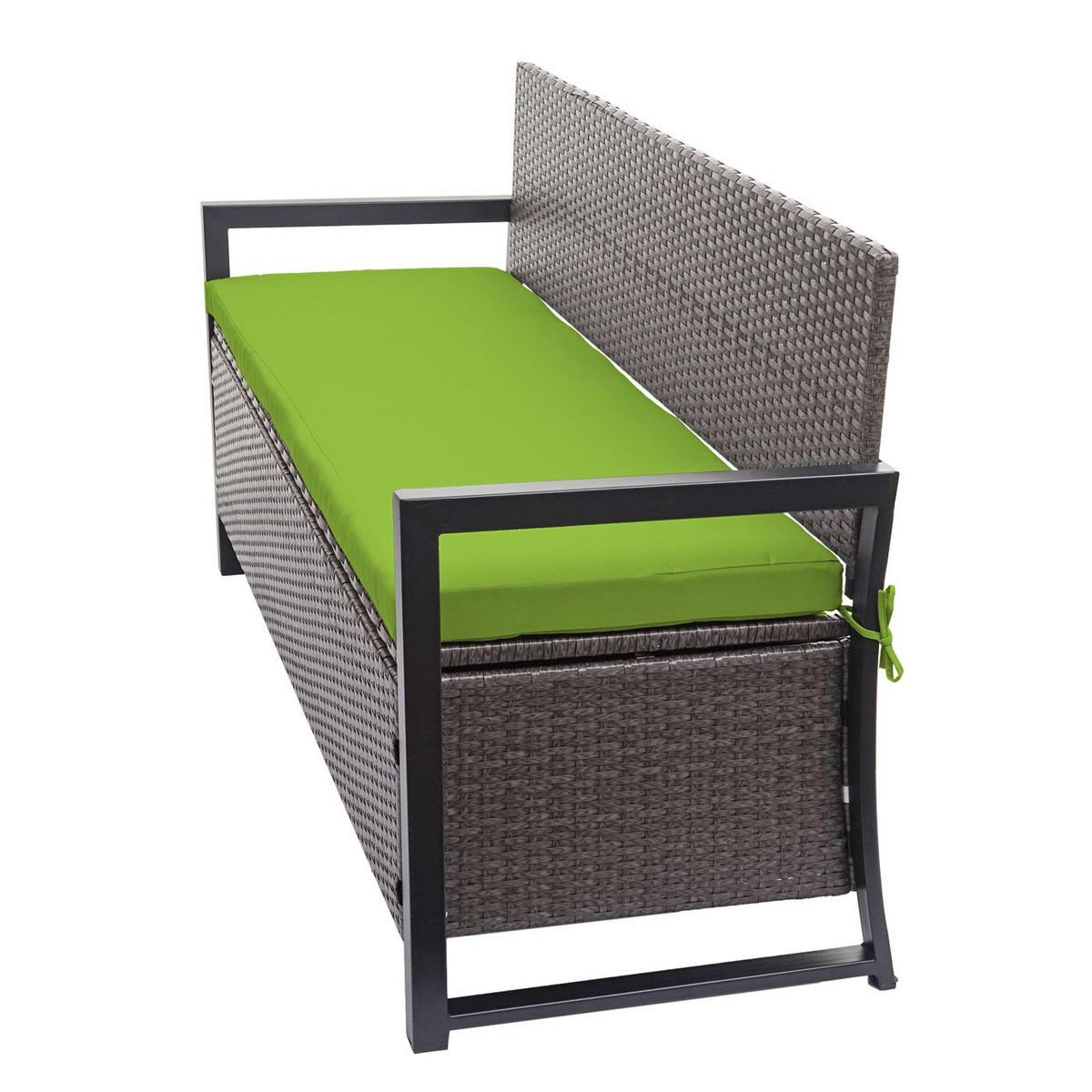 SITZBANK 3er 87x164x57cm Grau-meliert/Grün - Grau, Metall (164/87/57cm) - PROREGAL