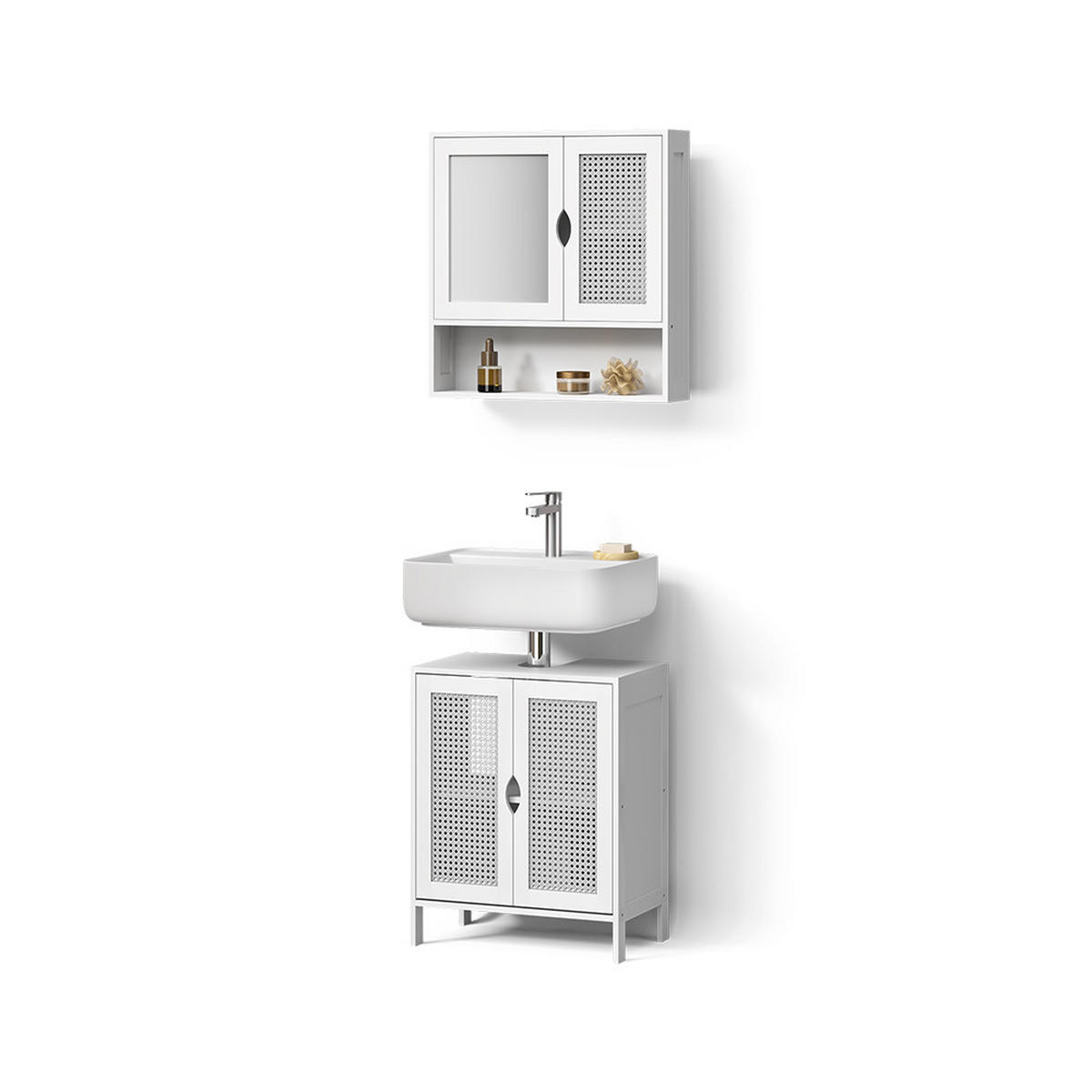 KOMPLET KOPALNIŠKEGA POHIŠTVA Mincio, Bela, 2-delni - bela, leseni material (50/60/29cm) - Livinity®