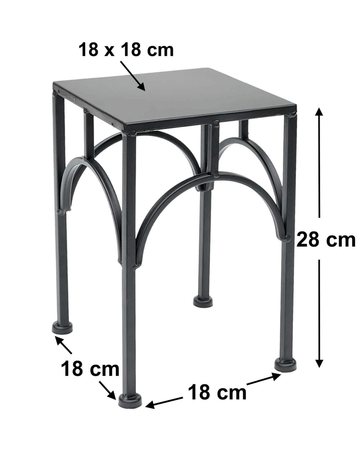 BLUMENHOCKER Metall Schwarz Eckig 28 cm - Schwarz, Metall (18/28/18cm) - DanDiBo