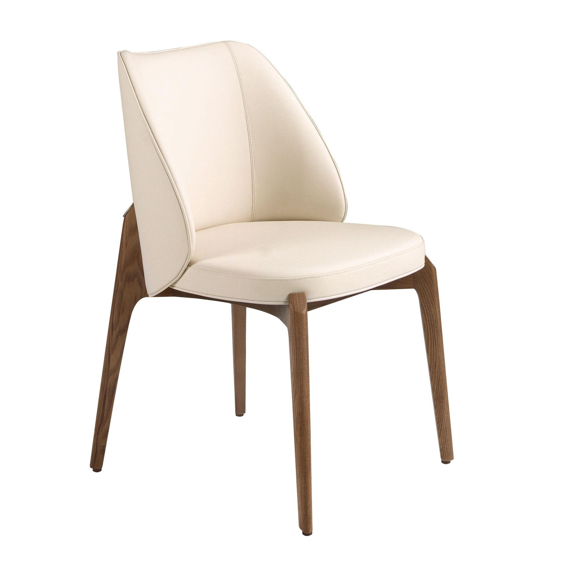 STUHL Stuhl aus cremefarbenem Kunstleder 49/58/80 cm - Beige/Walnussfarben, Leder/Holz (49/80/58cm) - ANGEL CERDA