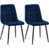 STUHL 2er Set Samt Blau - Blau/Schwarz, Textil/Metall (45/84/55cm) - CLP