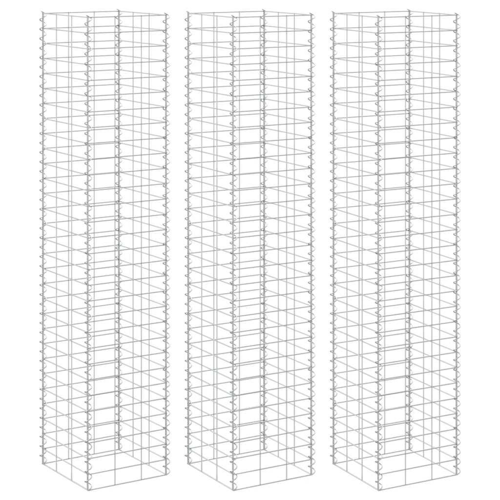 GABIONEN-HOCHBEETE 3 Stk. 30x30x200 cm Eisen - Silberfarben, Metall (30/200/200cm) - furnicato