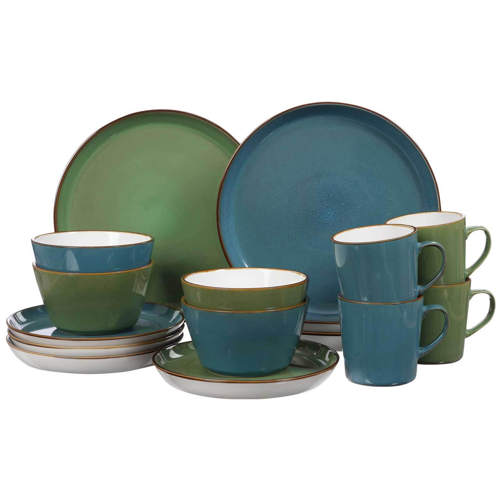 KOMBISERVICE Visby Blau / Grün 16er Set - Blau/Grün, Keramik (1/1/1cm) - Ritzenhoff Breker