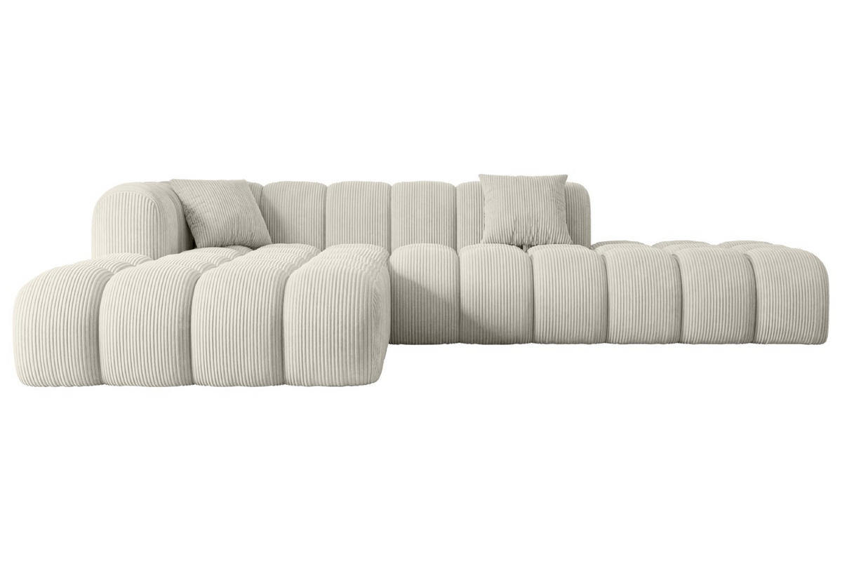 ECKSOFA Ottomane Links OLEA-L2 - 289x176x71 cm Hellgrau Cord - Hellgrau/Schwarz, Holzwerkstoff/Kunststoff (176/289cm) - ALTDECOR