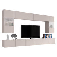 WOHNWAND Calabrini I mit weißer LED Beleuchtung - Kaschmir, Holzwerkstoff (300/117/43cm) - MIRJAN24