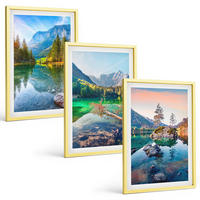 BILDER SET 3er Set - 40x60 cm Goldrahmen - Naturlandschaft der Bergseen - Goldfarben, Kunststoff (40/60cm) - TULUP
