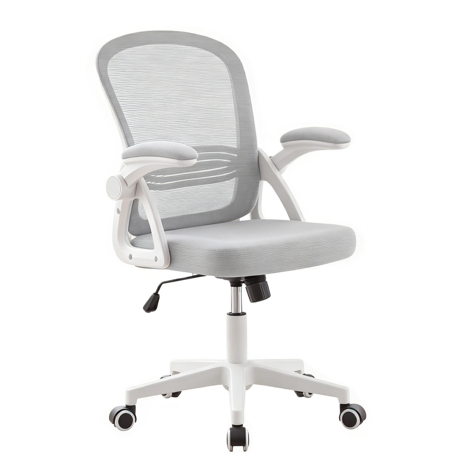 BÜROSTUHL Ergonomischer 90-110°neigbar, 90° Aufklappbare Armlehnen - Weiß, Metall (60/92/57cm)