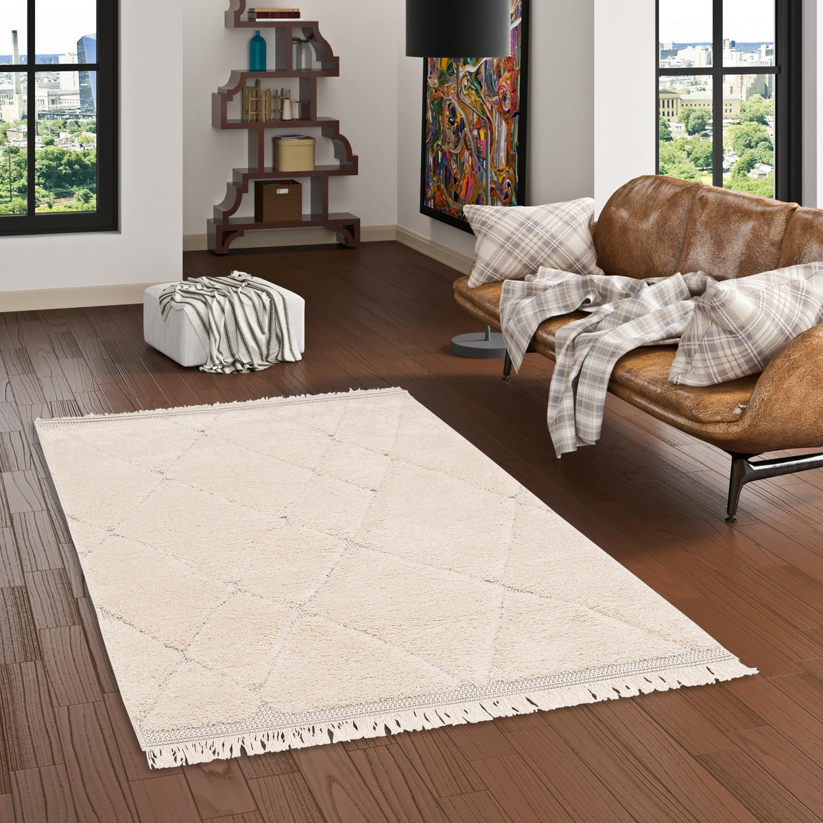 IN & OUTDOOR TEPPICH SHAGGY SYLT RAUTEN - Creme, Textil (80/150cm) - Pergamon