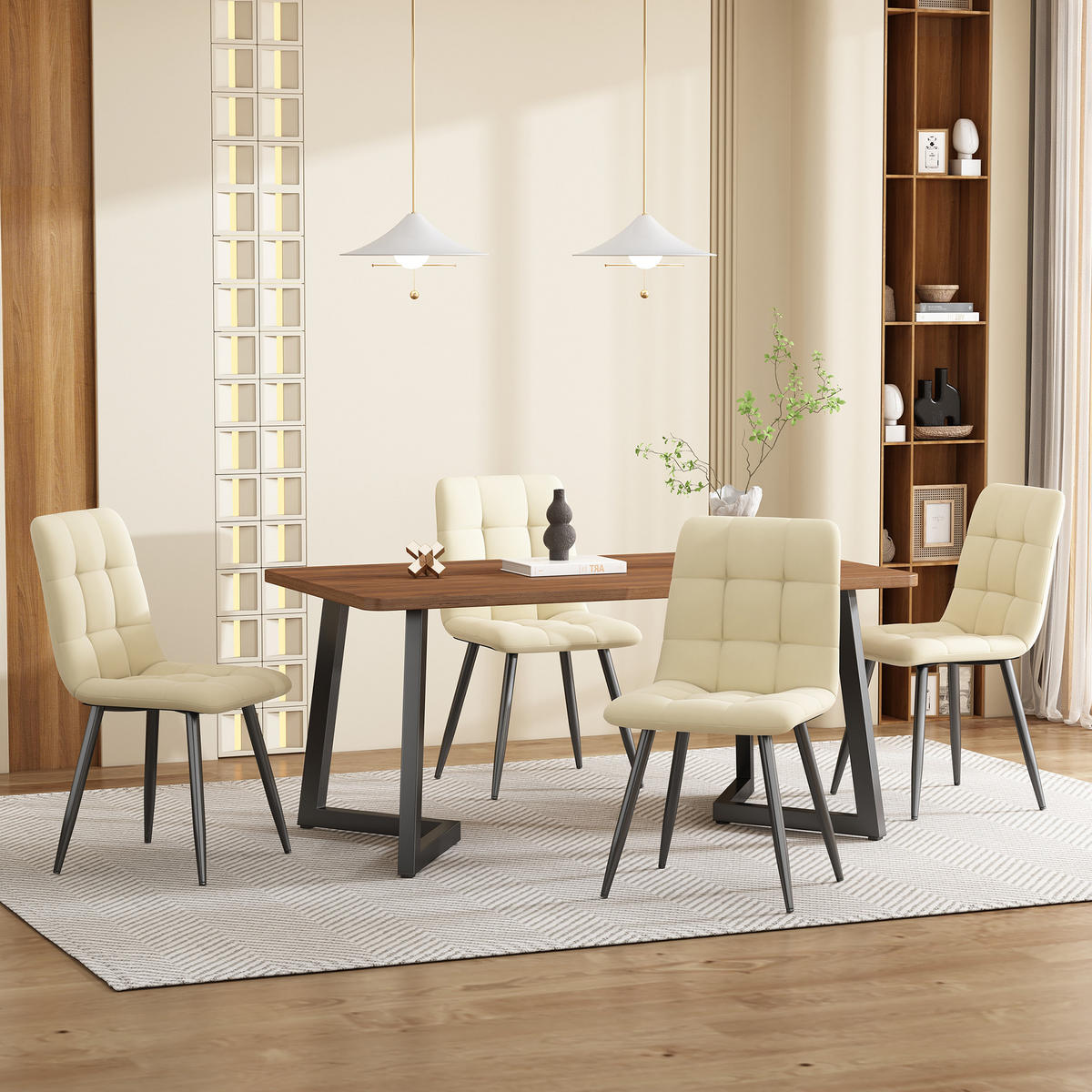 ESSTISCH 117x68x75 cm in Walnuss und Schwarz aus MDF mit Nussbaumoptik auf schwarzem Metallgestell - Walnussfarben, Holzwerkstoff (117/68/75cm) - Modfu