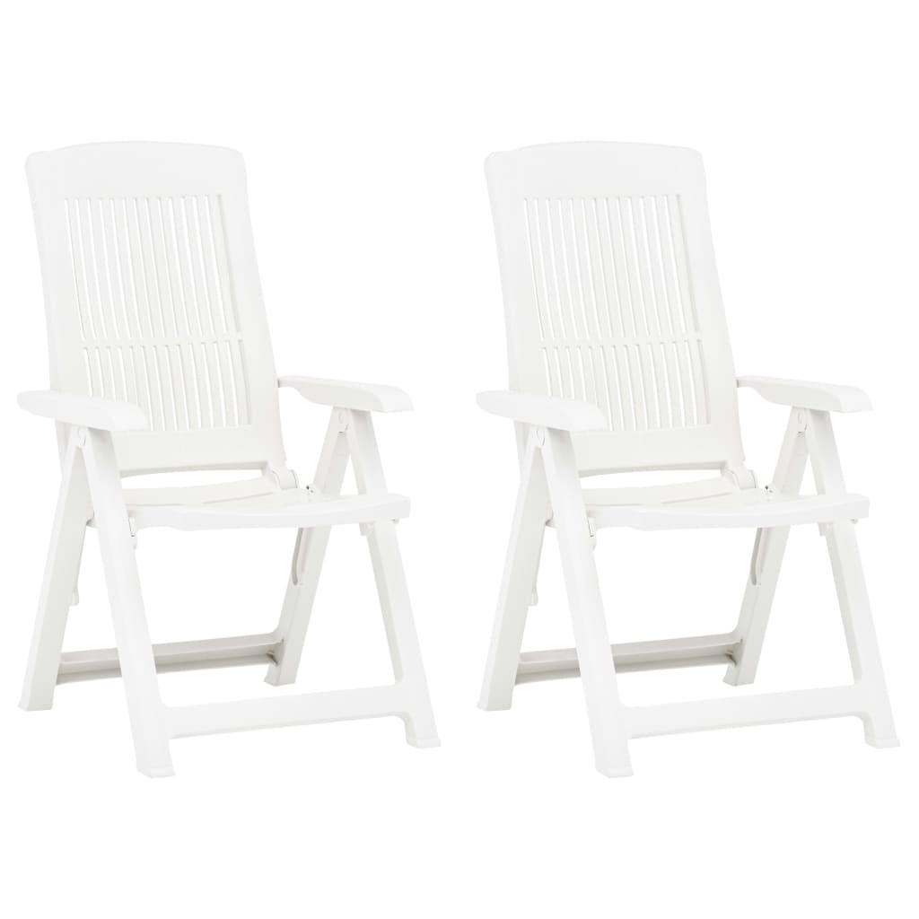GARTENKLAPPSESSEL mit verstellbarer Rückenlehne, 60/61/109 cm, aus Kunststoff, Weiß, 2er-Set - Weiß, Kunststoff (61/109/60cm) - vidaXL