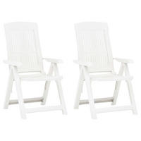 GARTENKLAPPSESSEL mit verstellbarer Rückenlehne, 60/61/109 cm, aus Kunststoff, Weiß, 2er-Set - Weiß, Kunststoff (61/109/60cm) - vidaXL