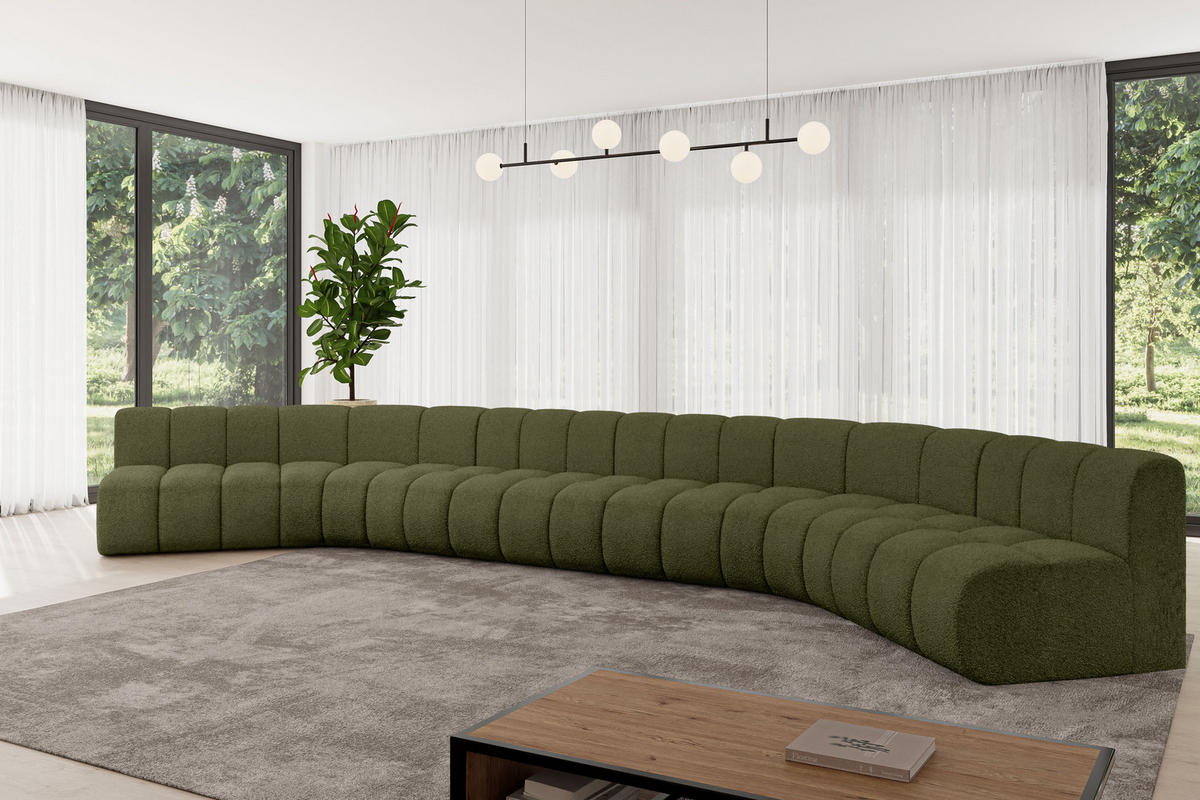 WOHNLANDSCHAFT modulares Sofa Montra-U2 - 581x174x70 cm Grün - Grün, Holzwerkstoff/Textil (581/70/174cm) - ALTDECOR