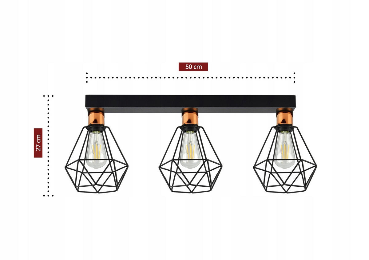 DECKENLEUCHTE EDISON II - Goldfarben/Schwarz, Metall (20/58/27cm) - kiki design